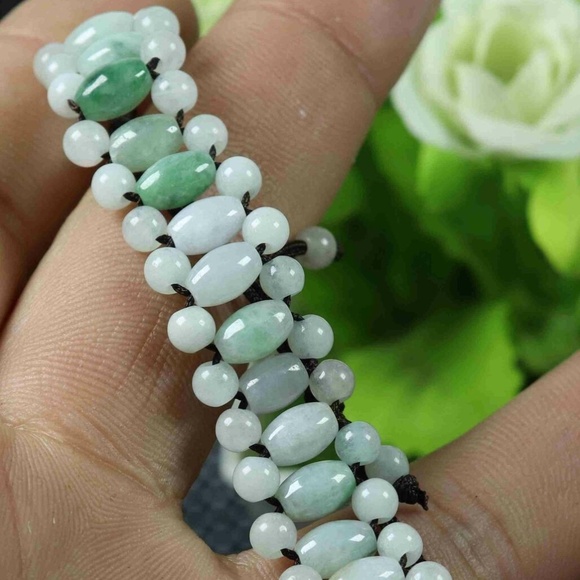 Cert'd Green 100% Natural A Jade Jadeite Hand-knitted Bracelet Luck Bead - Picture 7 of 7